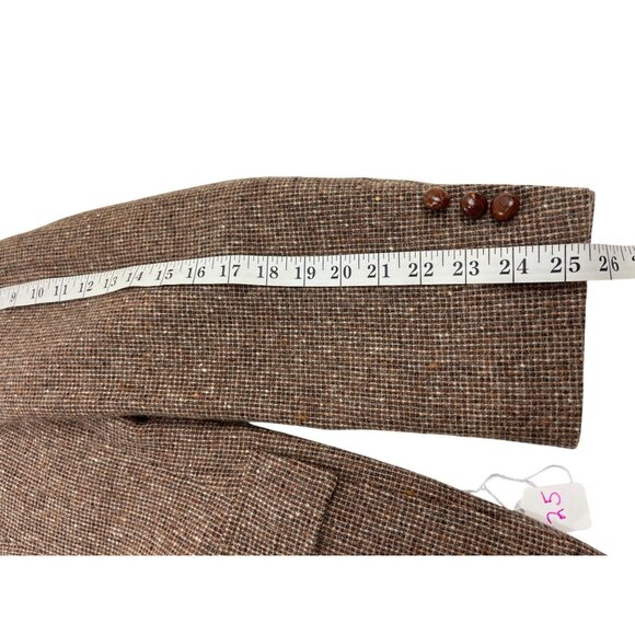 Vintage Mens Brown Wool Tweed Blazer Jacket 2-Button Classic Fit Retro Style 42R - Picture 4 of 7